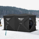 Outsunny 5-8 Person Pop-up Ice Fishing Shelter Tent - Black-Solid fiberglass poles in superior strength to hold the tent up 