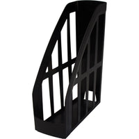 Storex Value Line Recycled Magazine File - Black-Low-cut front lets you easily read magazine spine
