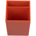 JAM Paper Plastic Pen Holder - Orange-Size: 2 3/4" x 2 3/4” x 3 7/8" | Features two compartments for easy access and extra organization.
