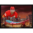 Jonathan Huberdeau Flames Skyline - Framed Canvas - 31" x 22"-Premium canvas print with gallery-wrapped edges