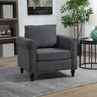 HOMCOM Vintage Accent Chair with Rolled Arms - Rubber Wood Legs for Living Room - Dark Grey-Deep foam padding, along with cotton, provides a sink-in comfort 
