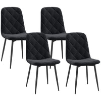 HOMCOM Dining Chairs with Metal Legs - Black - Set of 4-Comes as a 4 piece set, great for family homes