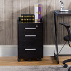 HOMCOM Vertical Mobile Filing Cabinet with Lockable Drawer - Black-Edged top accommodates printers, scanners, or personal items
