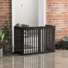 PawHut 80" Extra Wide Freestanding Pet Gate with Support Feet - Black-Two removable feet for added stability 
