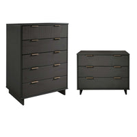 Manhattan Comfort Granville Modern Dresser and Chest Set - Dark Grey-Modern-Contemporary with a taste of Glam Bedroom Dresser Set. Includes 1 Chest and 1 Standard Dresser.