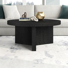 Hudson&Canal Holm 32"W Round Coffee Table - Black Grain-Finished in wood-look black grain