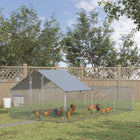 PawHut - Enclos à poules en métal 19,7 pi x 9,8 pi avec couverture imperméable et anti-UV-Un enclos grand et spacieux offre suffisamment de place pour les poules, les canards et les lapins 