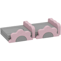 Qaba - Canapé modulable pour enfants, blocs d’escalade en mousse avec piscine à balles - gris - ensemble de 12-Comprend 12 formes pour des constructions et des jeux d'escalade créatifs sans fin 