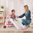 Qaba - Toboggan 3 en 1 pour enfants avec grimpeur et panier de basket - rose-Le toboggan assure des heures de jeu actif pour les petits 