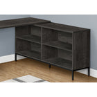 Monarch Specialties 7492 60" Computer Desk - Dark Grey L-Shaped Corner-Able to support up to 198 lbs, this home office desk features thick-panel construction, finished drawer interiors, metal drawer glides, and sturdy metal legs in a black finish.