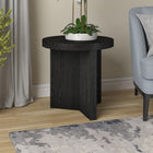 Hudson&Canal Holm 22"W Round Side Table - Black Grain-Features easy assembly