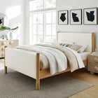Modway Maven Queen Size Boucle Upholstered Platform Bed - Feather Oak-Kiln-Dried Wood