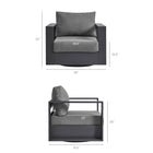Modway - Tahoe Terrasse extérieure Aluminium revêtu en poudre Fauteuil pivotant - Gris/charbon-Cadre en aluminium revêtu en poudre