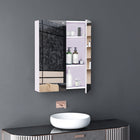 HOMCOM Wall Mount Bathroom Medicine Cabinet with Mirror and Storage - Light Lilac-Constructed of MDF with for durability  