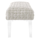 Modway Prologue Woven Performance Velvet Ottoman - White-Dense Foam Padding