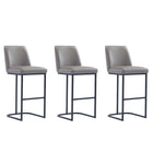 Manhattan Comfort Serena 17.71" Modern Leatherette Upholstered Barstool - Grey - 3 Pack-Modern Barstool with Backrest Perfect for Bar and Kitchen Use - Set of 3