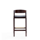 Manhattan Comfort Klismos 20" Mid-Century Modern Faux Leather Upholstered Counter Stool - Black and Dark Walnut - 2 Pack-Delivered to you Fully Assembled! No Assembly Required