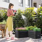 Outsunny - Jardinière surélevée en acier galvanisé en forme de L 45 po x 45 po x 17 po - gris foncé-Idéal pour cultiver des plantes, des herbes, des fleurs, des légumes, etc. 