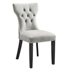 Modway Silhouette Performance Velvet Dining Chairs - Light Grey - 2 Pack-Classic Button Tufting