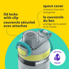 Bubba - Bouteille d’eau pour enfants Flo bubba, 473 ml, large ouverture, manchon en silicone, couvercle à bouton-poussoir, pierre pâle/lumière vive/scuba-Convient aux porte-gobelets! Compatible avec la plupart des porte-gobelets de voiture