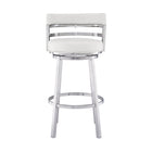 Armen Living - Madrid Tabouret de Bar Pivotant de 66 cm de Hauteur de Comptoir en Similicuir Blanc et Acier Inoxydable Brossé-53,3 cm L x 50,8 cm l x 88,9 cm H