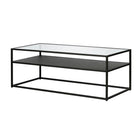 Hudson&Canal Ada 46"W Rectangular Coffee Table - Blackened Bronze-Tabletop has a weight capacity of 60 lbs, shelf can hold 20 lbs