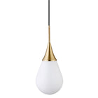 Hudson&Canal - Suspension Ambrose de 19,4 cm de large avec abat-jour en verre - Laiton/blanc lait-Associé à un abat-jour en verre blanc en forme de larme