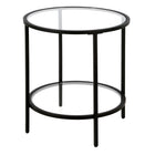 Hudson&Canal - Table d'appoint ron Sivil 50 cm de largeur avec étagère en verre - Bronze noirci-Une finition en bronze noirci fabriquée à la main est appliquée sur le cadre en acier