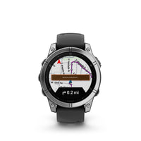 Garmin - fēnix E – 47 mm, acier inoxydable AMOLED avec bracelet en silicone noir-Améliorez les performances, l'endurance et la résistance de votre corps aux blessures grâce à des plans d'entraînement en force ciblés, un suivi de l'endurance en temps réel, des entraînements spécifiques au sport et une gamme complète d'applications sportives intégrées