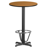 Flash Furniture Dessus de table rond de 24 po en stratifié de bois naturel avec base de table de 22 x 22 po à hauteur de bar-Table d'hospitalité à hauteur de bar