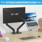 ShoppingAll - Support double moniteur et ordinateur portable 2-en-1 robuste - Noir-Deux ports USB 3.0 pour un chargement pratique