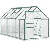 Outsunny 6' x 12' x 6.5' Polycarbonate Greenhouse - Green- Spacious 6' x 12' x 6.5' greenhouse for growing flowers, vegetables, and fruits
 
