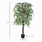 Outsunny 5.3' Potted Artificial Ficus Tree - Green-PE moss and cement soil are included, making them more stable and real 