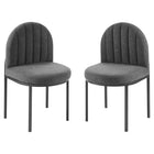 Modway Isla Upholstered Fabric Dining Side Chair - Black/Charcoal - 2 Pack-Glam Deco Dining Chair