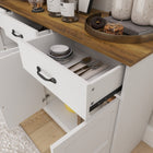 HOMCOM 55.1" L Sideboard Buffet Cabinet with Storage - White-Particleboard with melamine facing ensures durability and easy cleaning