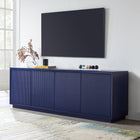 Hudson&Canal - Meuble TV Hanson pour téléviseurs jusqu'à 75" - Bleu foncé-Caractéristiques assemblage facile