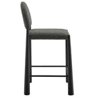 Modway Hayley Upholstered Fabric Counter Stool - Black Anthracite-Tapered Metal Legs with Foot Rest