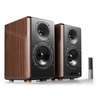 Edifier S2000MKIII Audiophile Active Bookshelf 2.0 Speaker with Multiple Inputs Connection - Brown-OLED LCD screen displays source, volume, sound effects modes