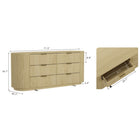 Manhattan Comfort Olivia 71.3" Modern Double Dresser - Natural Oak/Gold-Includes 6 Drawers with .75 Extension.