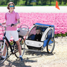 Aosom - Remorque double pour vélo pour enfants, bébé, tout-petit, capacité de 80 lb avec cadre en acier - bleu-Siège large avec deux ceintures de sécurité à harnais pour que deux enfants puissent s’asseoir ensemble 