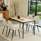 Homy Casa - Chaise de salle à manger rembourrée Charlton - Tissu Beige Ivoire avec pieds en métal noir - Paquet de 4-Hauteur d'Assise Parfaite : Hauteur d'assise de 18,1", idéale pour la plupart des tables à manger standard.