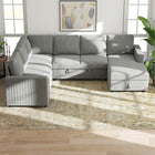 HOMCOM - Canapé-lit gigogne en forme de U avec rangement pour chaise longue - gris-Tissu aspect velours doux et anti-boulochage 