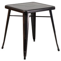 Flash Furniture – Petite table carrée en métal de 24 po pour intérieur/extérieur, noir/or patiné (CH3133029BQ)-Noir, or patiné/métal, caoutchouc