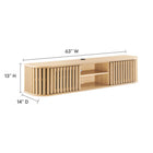 Modway Fortitude 63" Wall-Mounted TV Stand - Oak-Adjustable Shelves