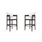 Manhattan Comfort - Ritz tabouret de bar moderne du milieu du siècle de 22" en similicuir ivoire et noyer foncé, lot de 2-Tabouret de bar moderne du milieu du siècle avec banquette arrière parfait pour un bar et une cuisine. Ensemble de 2