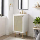 Modway Chaucer 18" Bathroom Vanity Cabinet - White-Metal Cabinet Knob