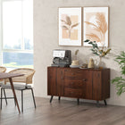 HOMCOM 50" L Kitchen Storage Cabinet - Rustic Brown-Use it as a buffet cabinet, coffee station, or hallway storage unit