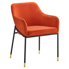 Modway Jovi Performance Velvet Dining Armchair - Black/Orange - 2 Pack-Chair Weight Capacity: 331 lbs.