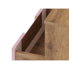 Manhattan Comfort Rockefeller 20.08" Mid-Century Modern 1-Drawer Nightstand 2-Piece Set - Nature/Rose Pink-17.62" L x 20.08" W x 21.65" H