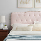 Modway Amber Performance Velvet Queen Platform Bed with Gold Metal Legs - Pink-Wood Slat Support System